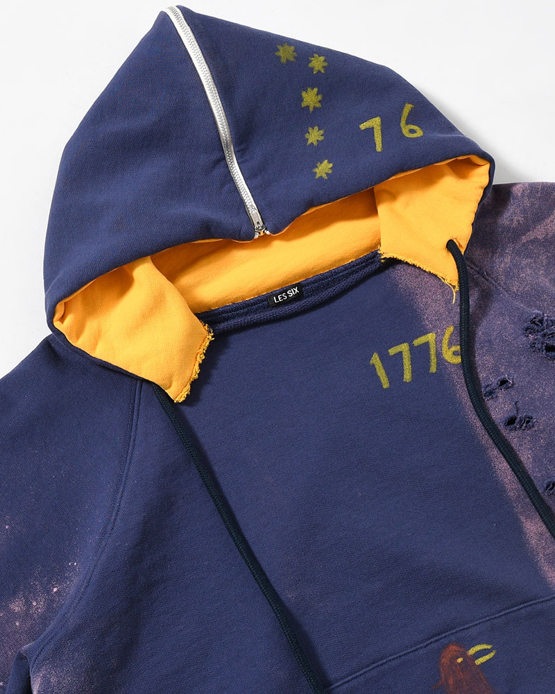 ZIP SCRIBBLE HOODIE -NAVY-