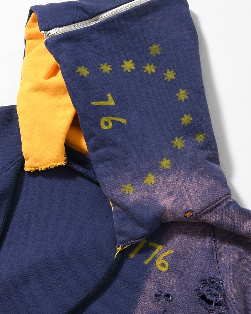 ZIP SCRIBBLE HOODIE -NAVY-