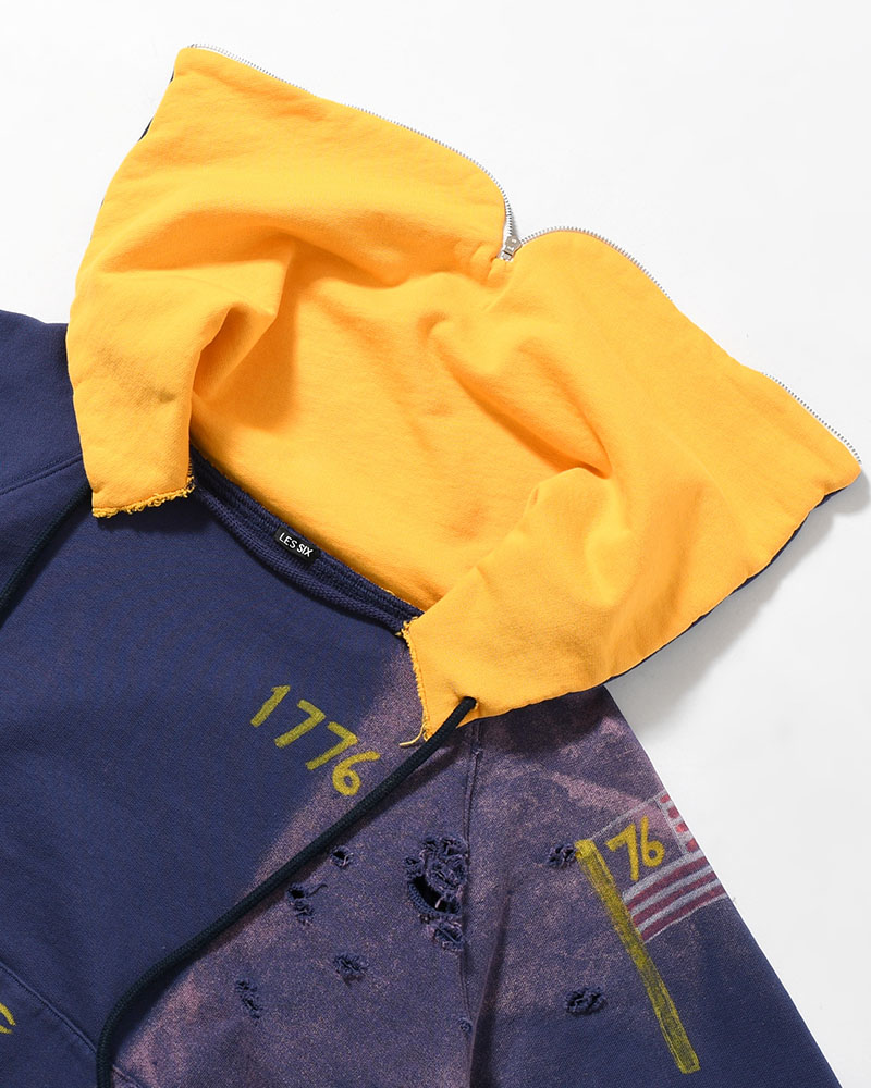 ZIP SCRIBBLE HOODIE -NAVY-