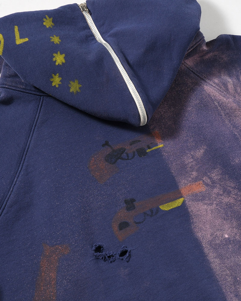 ZIP SCRIBBLE HOODIE -NAVY-