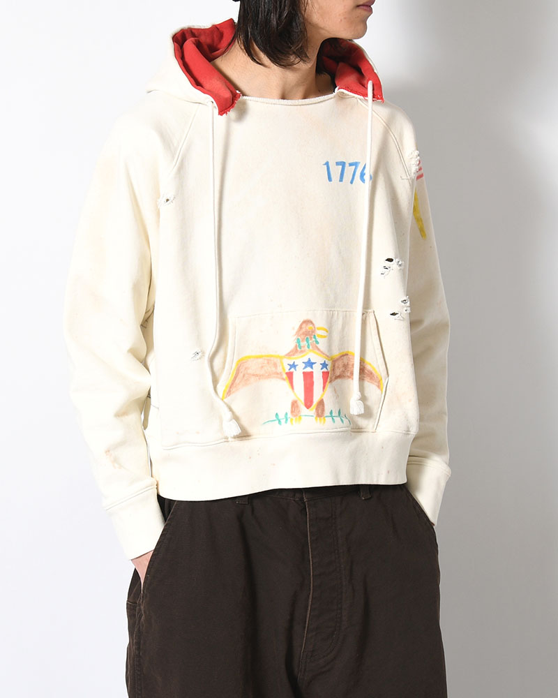 ZIP SCRIBBLE HOODIE -WHITE-