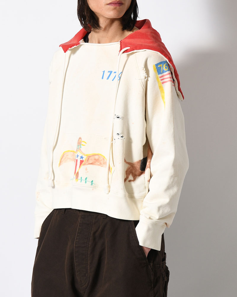 ZIP SCRIBBLE HOODIE -WHITE-