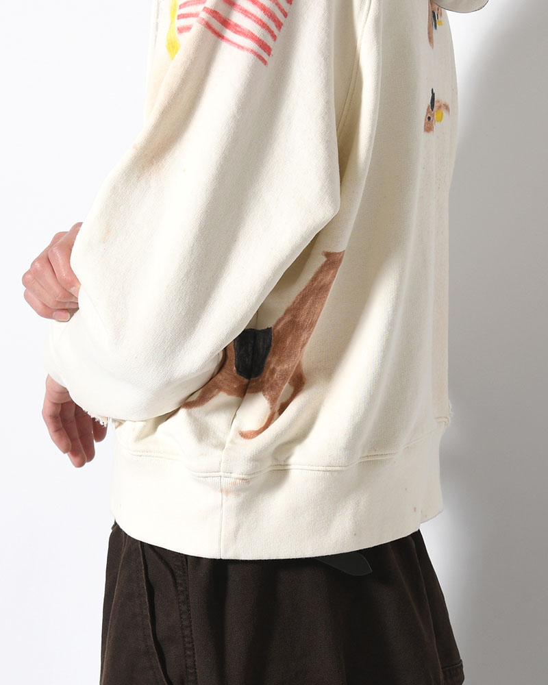 ZIP SCRIBBLE HOODIE -WHITE-