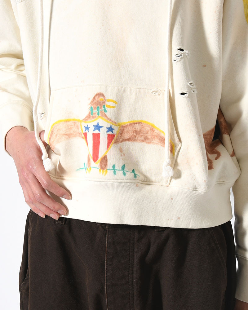 ZIP SCRIBBLE HOODIE -WHITE-