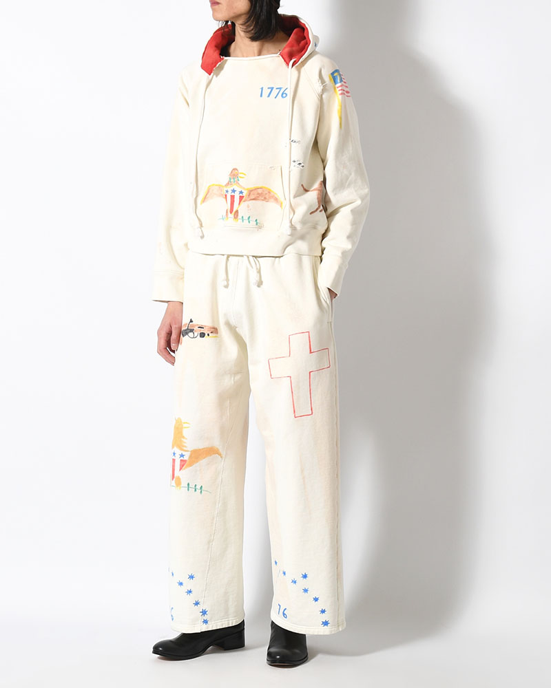 ZIP SCRIBBLE HOODIE -WHITE-