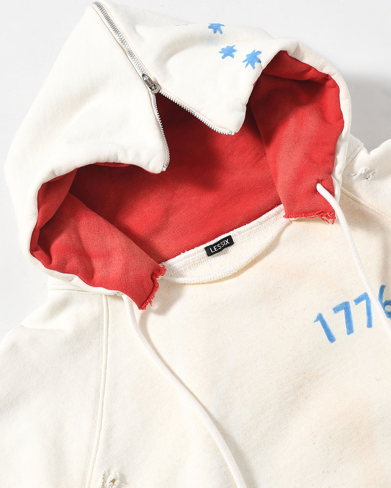 ZIP SCRIBBLE HOODIE -WHITE-