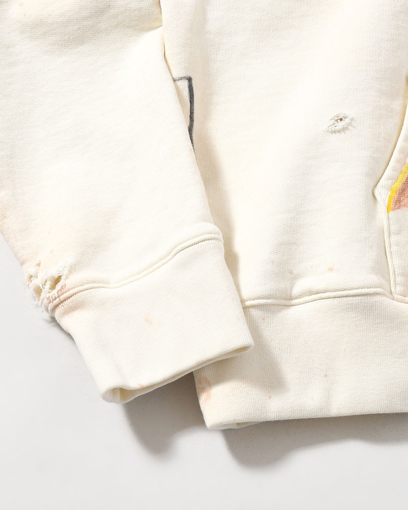 ZIP SCRIBBLE HOODIE -WHITE-