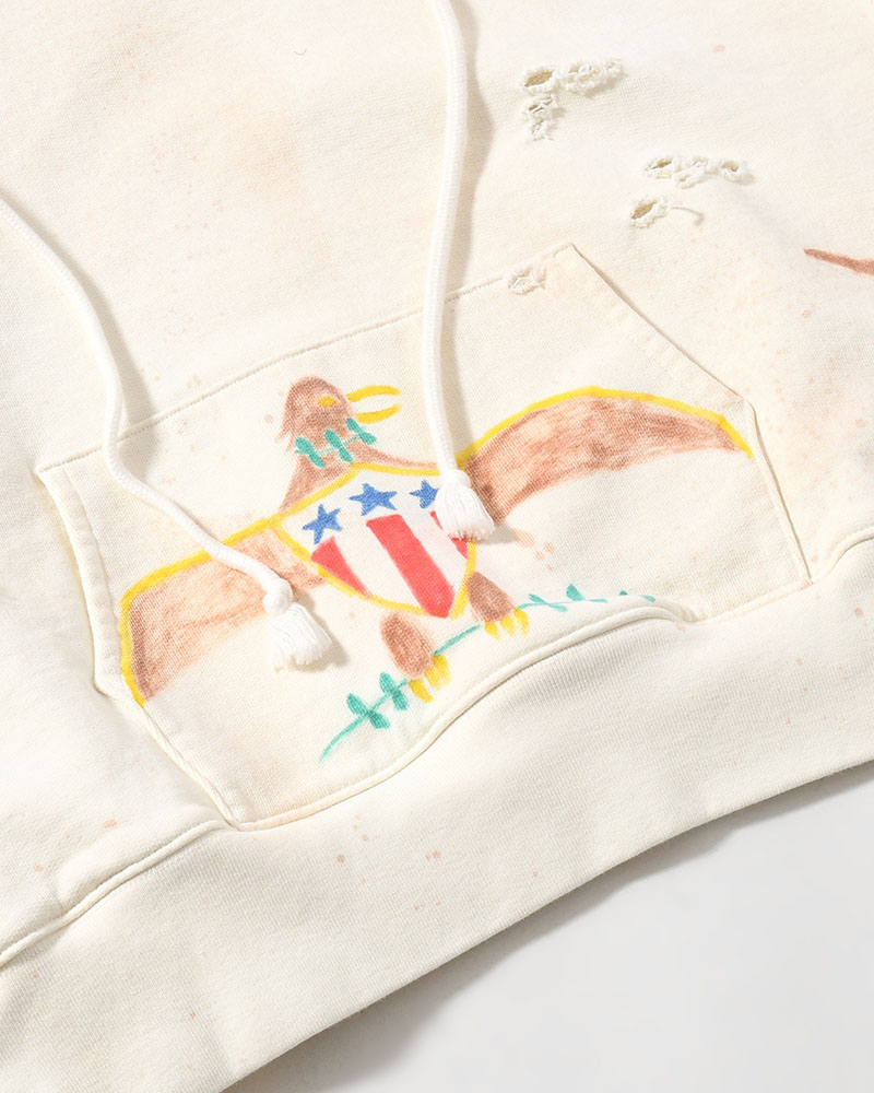 ZIP SCRIBBLE HOODIE -WHITE-