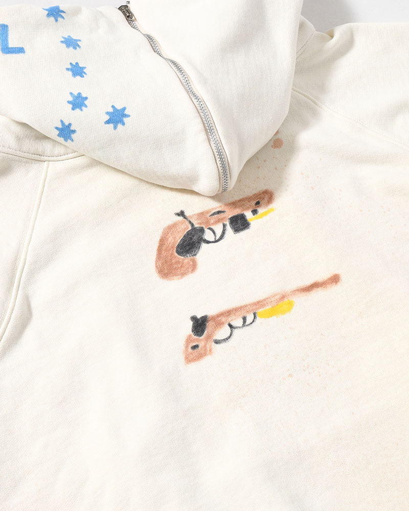 ZIP SCRIBBLE HOODIE -WHITE-