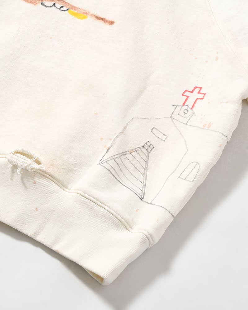 ZIP SCRIBBLE HOODIE -WHITE-