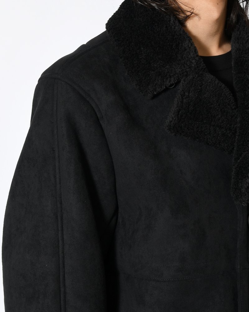 VEGAN MOUTON RANCH COAT -BLACK-