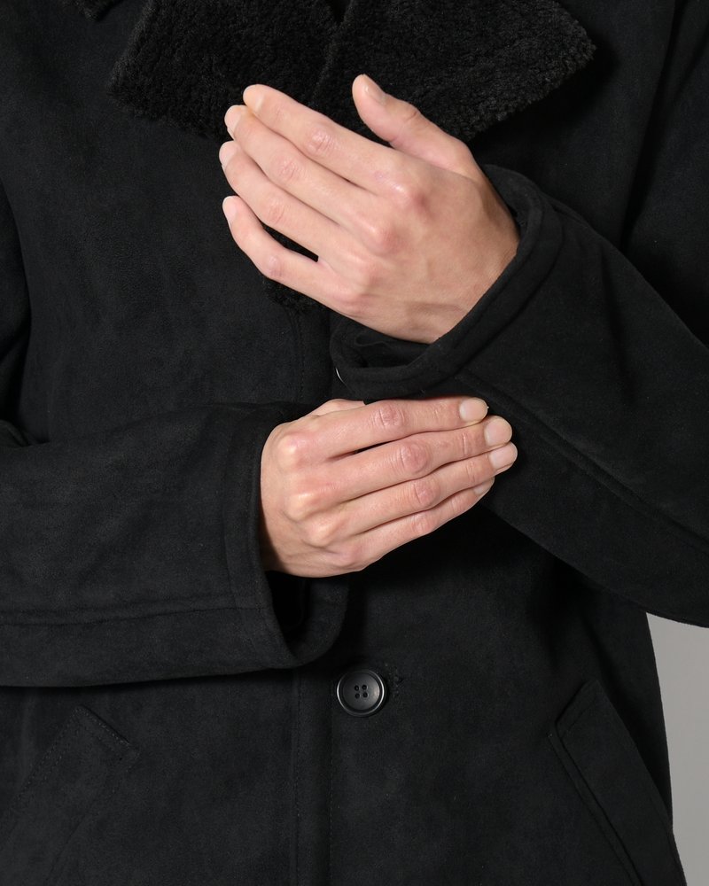 VEGAN MOUTON RANCH COAT -BLACK-