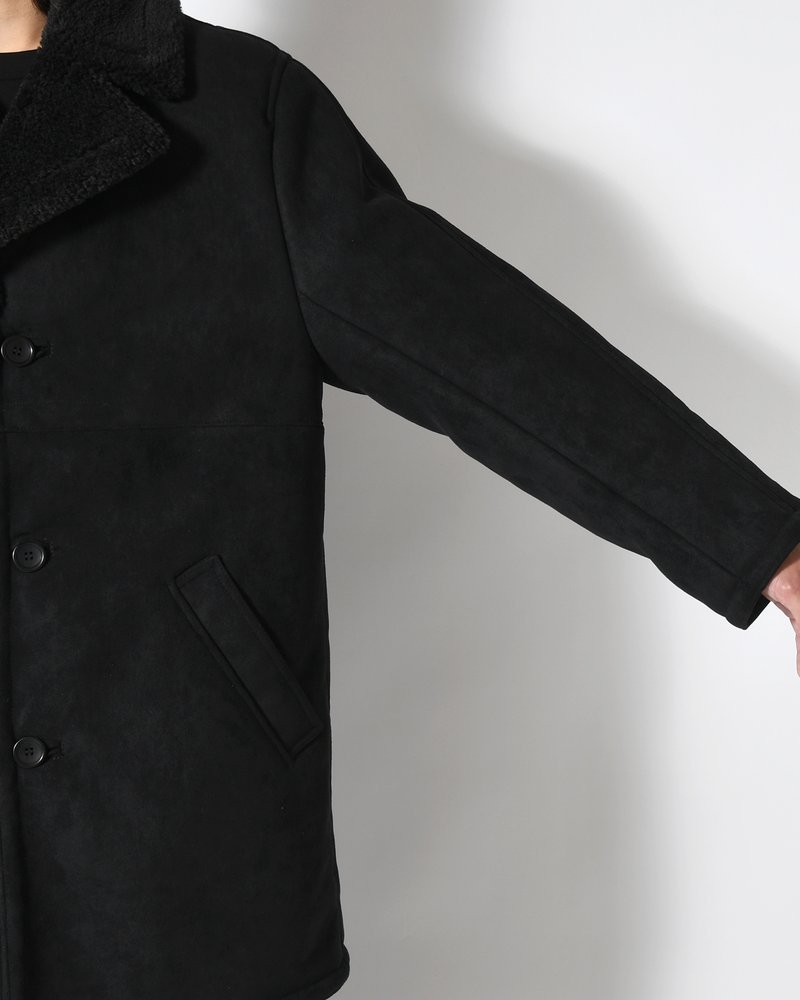 VEGAN MOUTON RANCH COAT -BLACK-