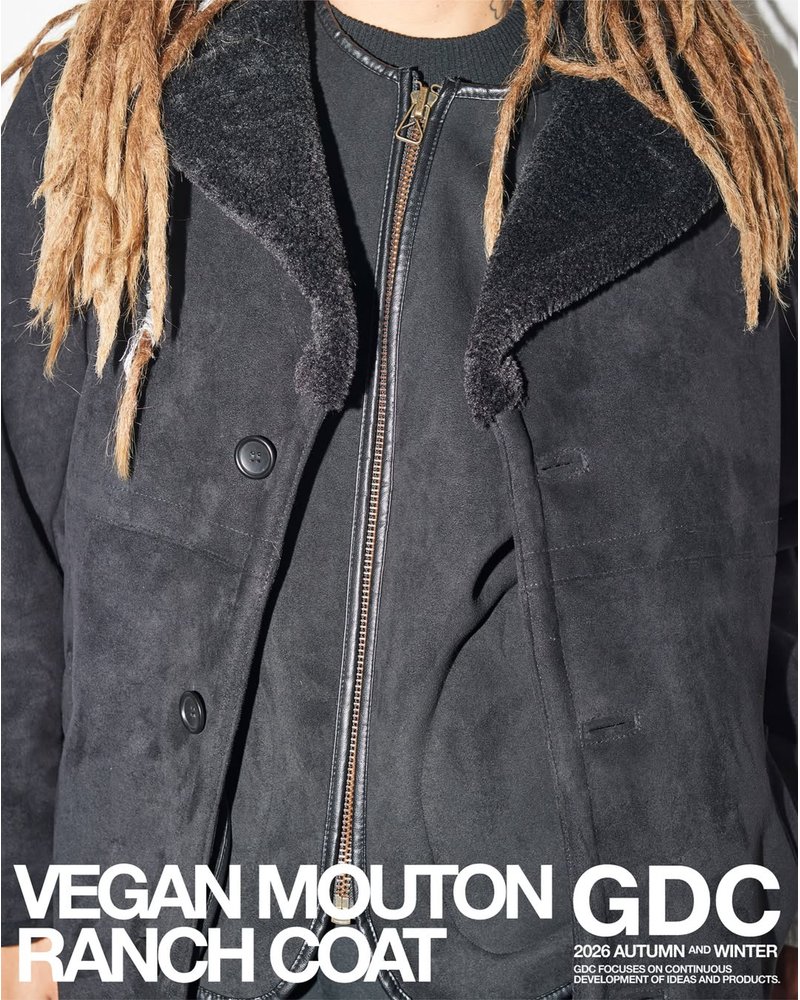 VEGAN MOUTON RANCH COAT -BLACK-