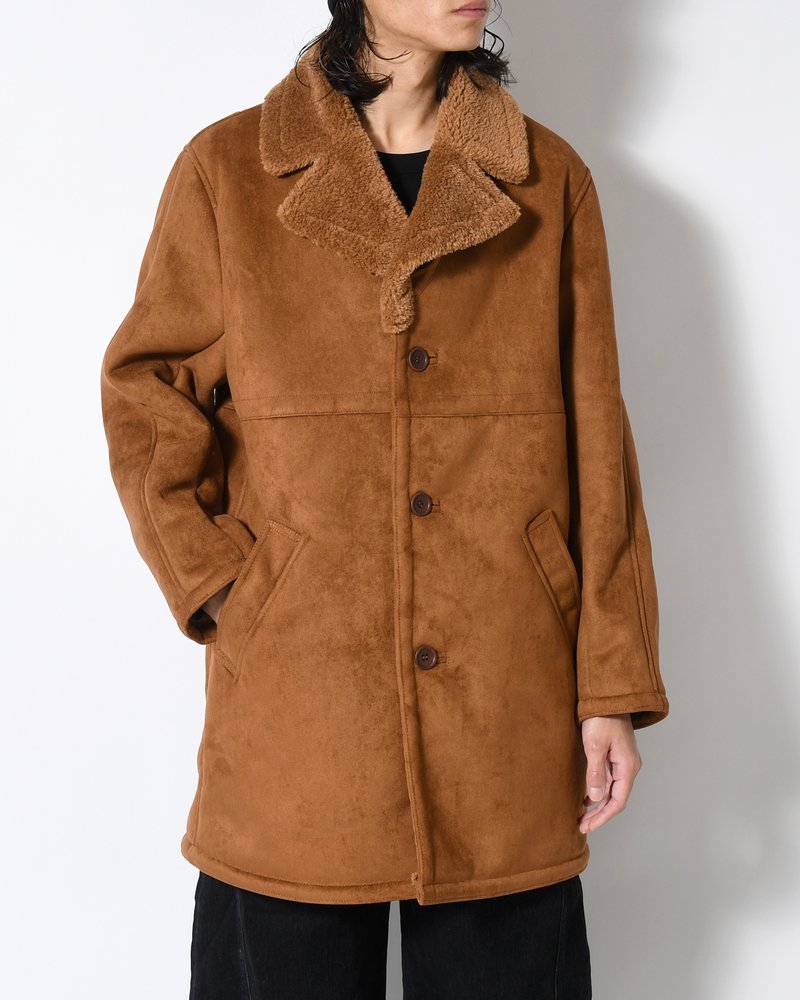 VEGAN MOUTON RANCH COAT -BROWN-