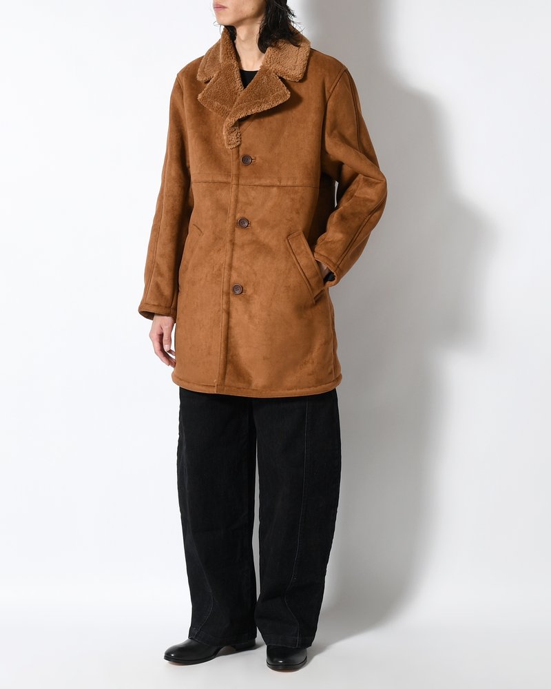 VEGAN MOUTON RANCH COAT -BROWN-