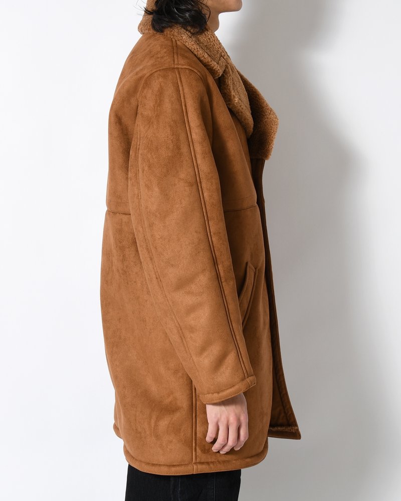 VEGAN MOUTON RANCH COAT -BROWN-