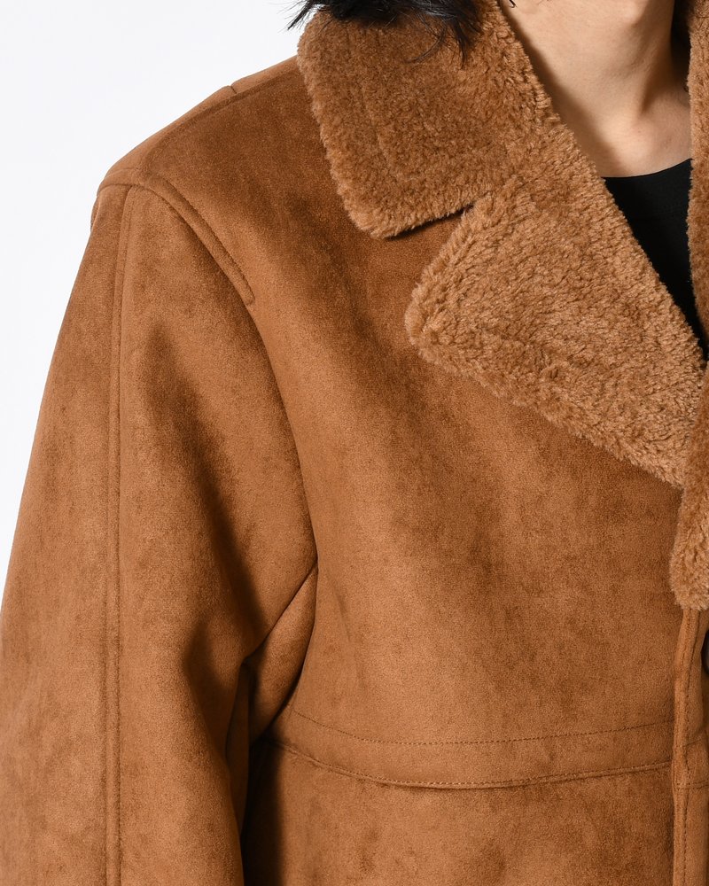VEGAN MOUTON RANCH COAT -BROWN-