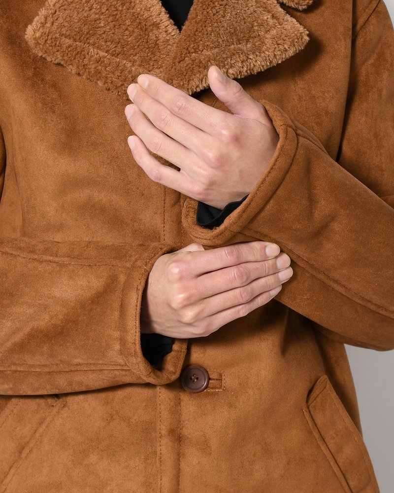 VEGAN MOUTON RANCH COAT -BROWN-