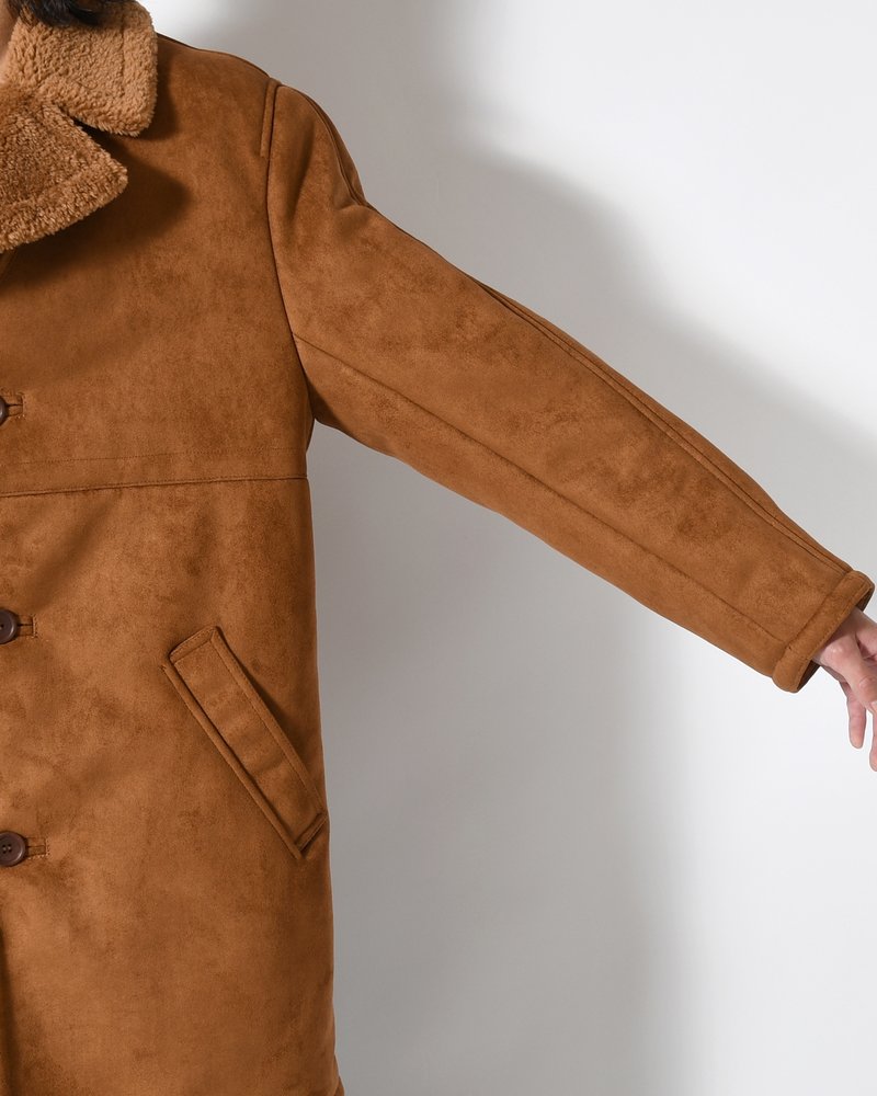 VEGAN MOUTON RANCH COAT -BROWN-