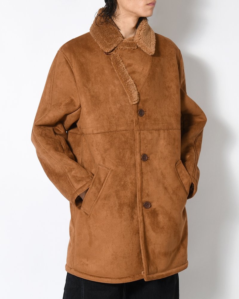 VEGAN MOUTON RANCH COAT -BROWN-