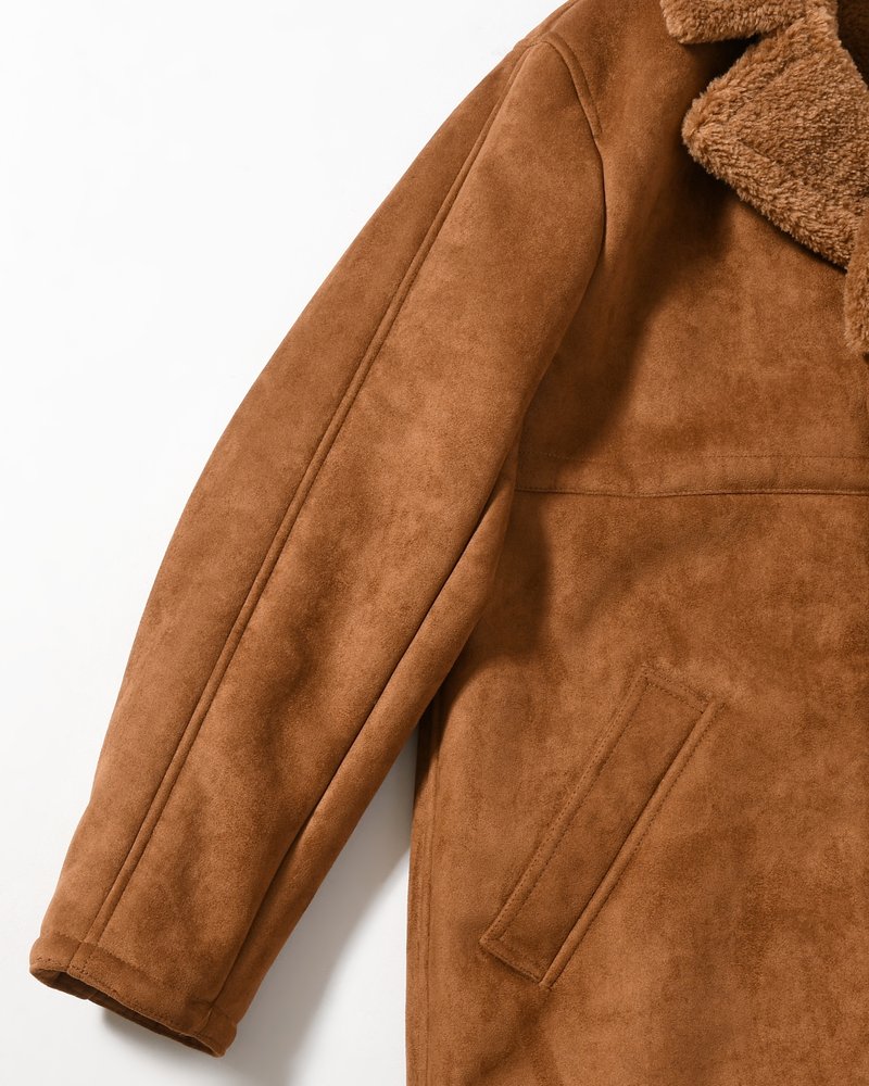 VEGAN MOUTON RANCH COAT -BROWN-