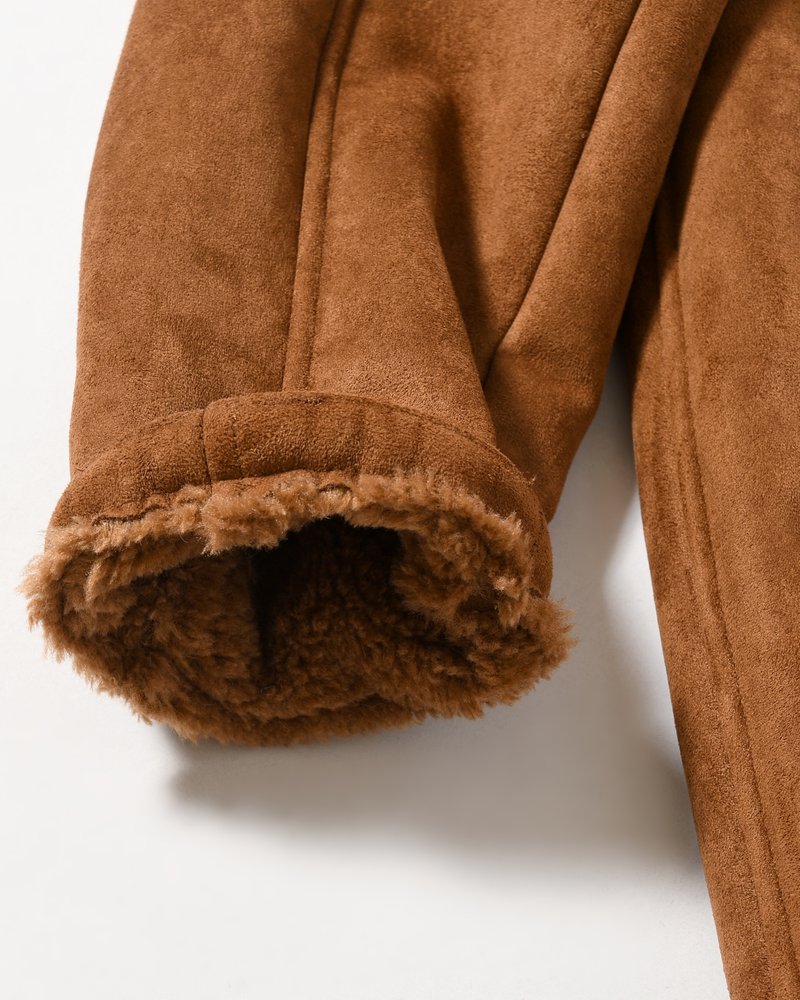 VEGAN MOUTON RANCH COAT -BROWN-