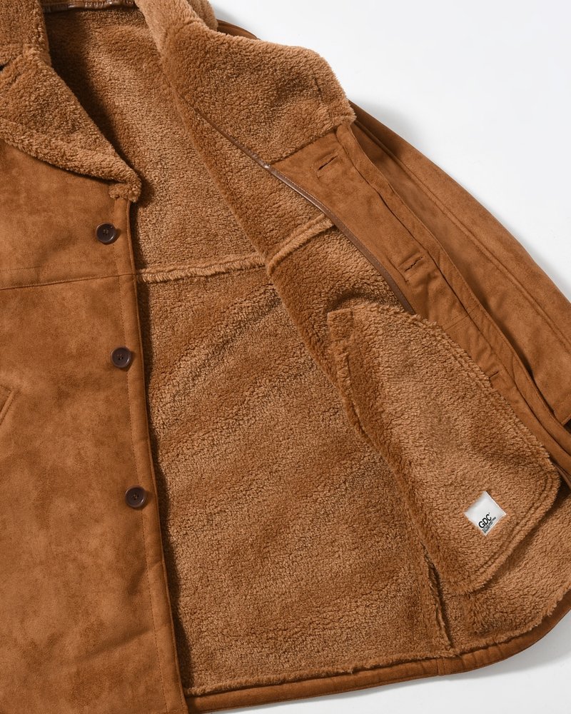 VEGAN MOUTON RANCH COAT -BROWN-