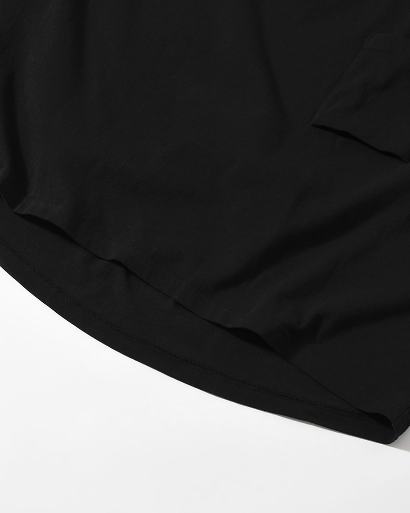 MARY COCOON POCKET SHORT-SLEEVE CUTSEW / HYOMA -BLACK-