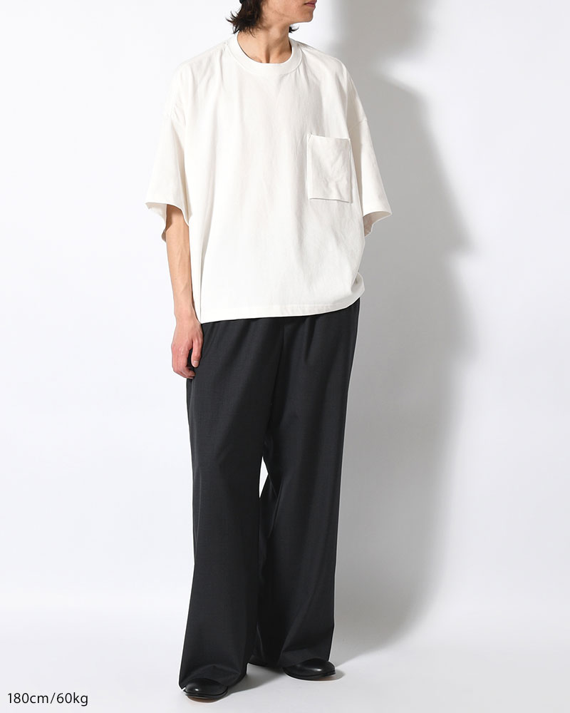 MARY COCOON POCKET SHORT-SLEEVE CUTSEW / HYOMA -WHITE-