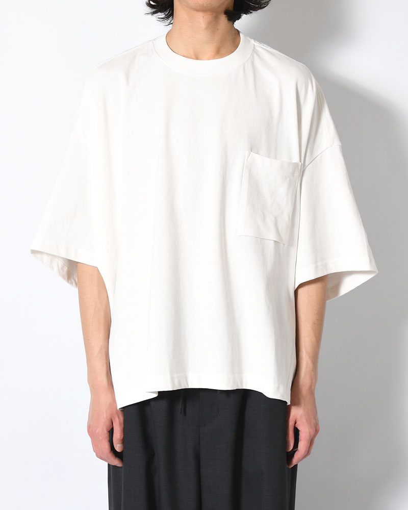 MARY COCOON POCKET SHORT-SLEEVE CUTSEW / HYOMA -WHITE-