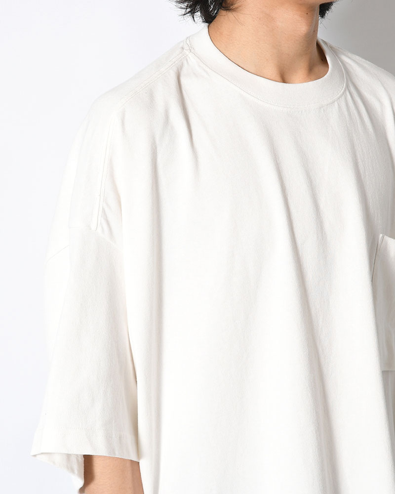MARY COCOON POCKET SHORT-SLEEVE CUTSEW / HYOMA -WHITE-