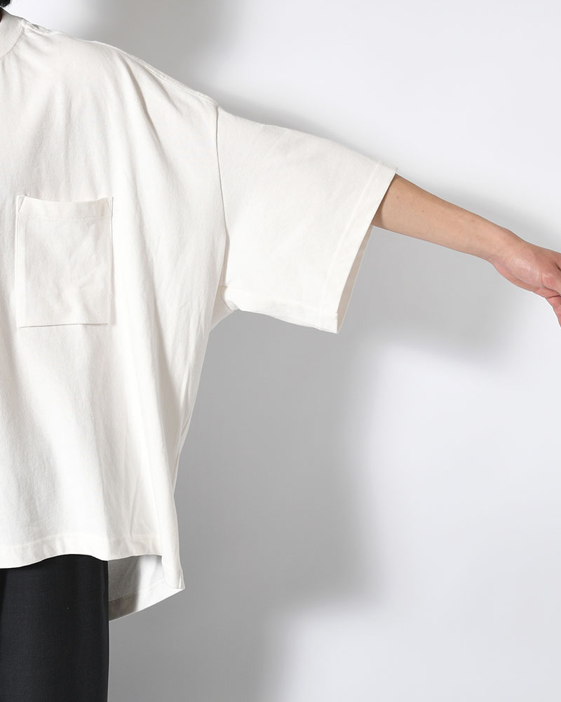 MARY COCOON POCKET SHORT-SLEEVE CUTSEW / HYOMA -WHITE-