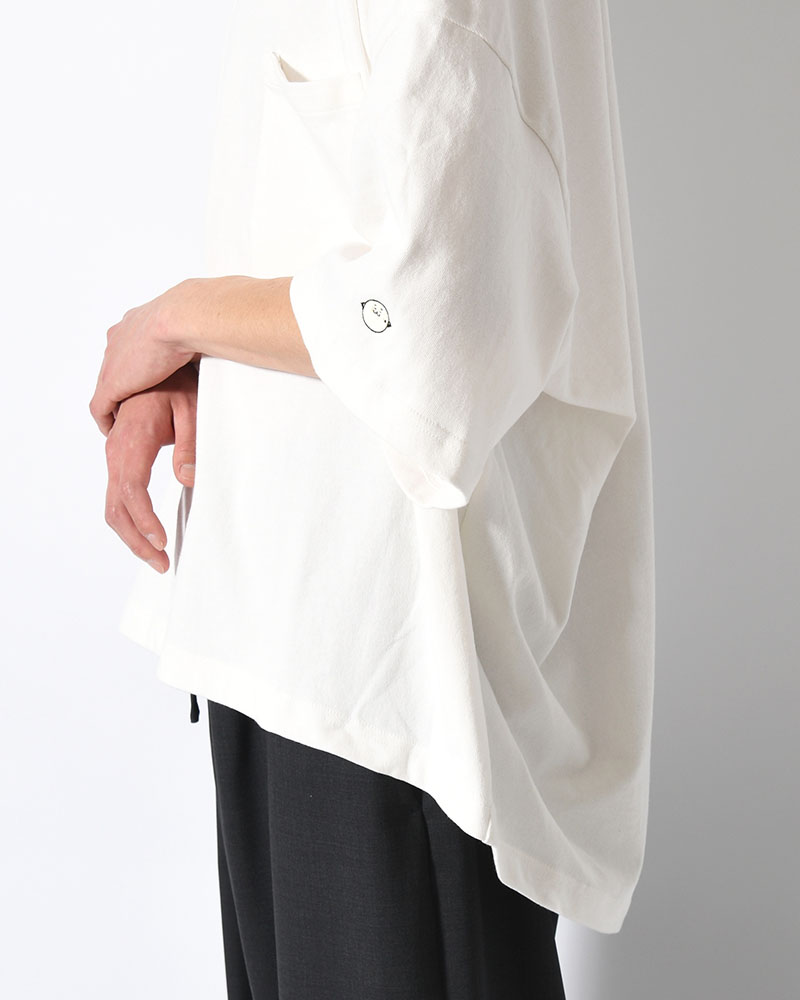 MARY COCOON POCKET SHORT-SLEEVE CUTSEW / HYOMA -WHITE-