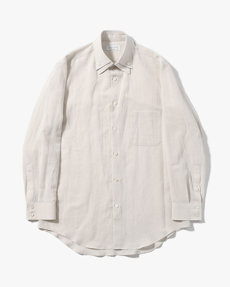 COTTON LINEN CLOTH DOUBLE COLLAR SHIRT -GRAY-
