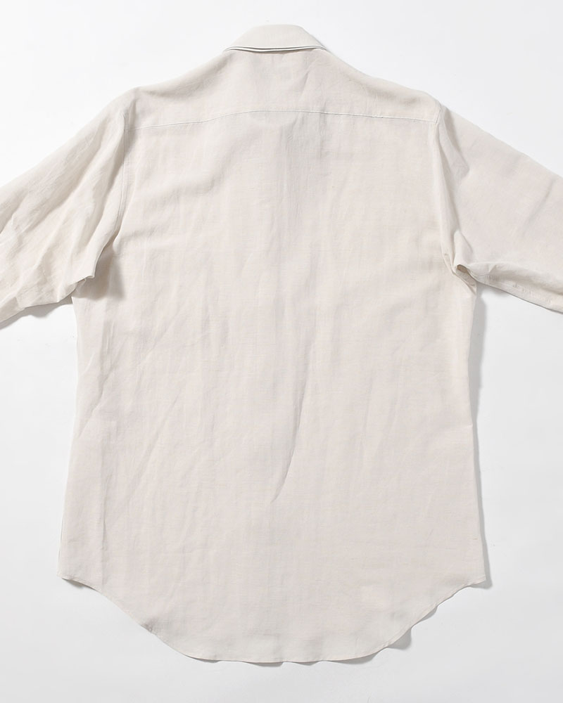 COTTON LINEN CLOTH DOUBLE COLLAR SHIRT -GRAY-