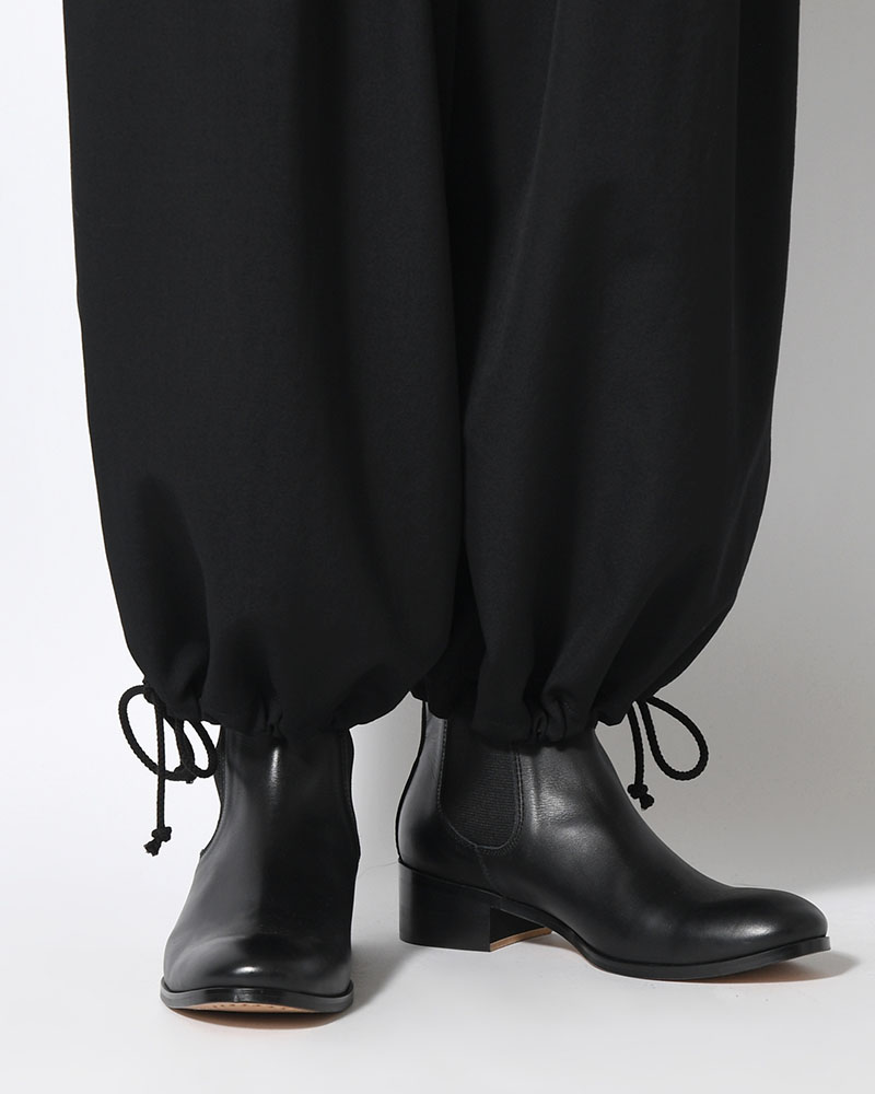 WOOL GABARDINE STANDAED BALLON PANTS -BLACK-