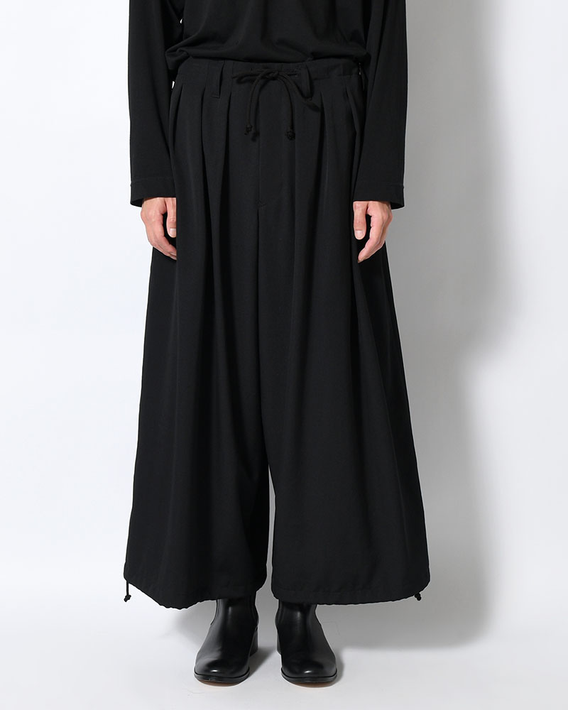 WOOL GABARDINE STANDAED BALLON PANTS -BLACK-