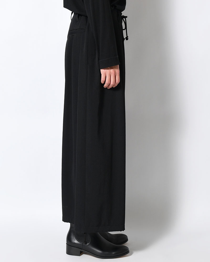 WOOL GABARDINE STANDAED BALLON PANTS -BLACK-