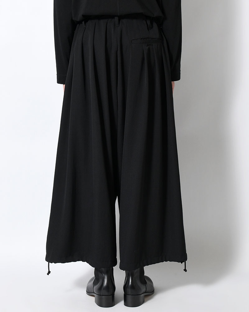 WOOL GABARDINE STANDAED BALLON PANTS -BLACK-