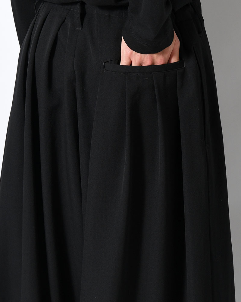 WOOL GABARDINE STANDAED BALLON PANTS -BLACK-