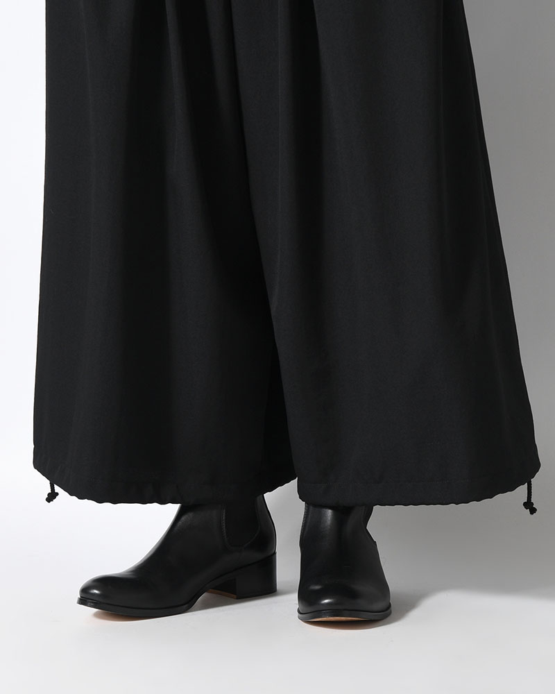 WOOL GABARDINE STANDAED BALLON PANTS -BLACK-
