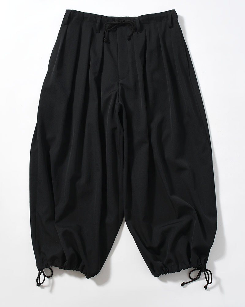 WOOL GABARDINE STANDAED BALLON PANTS -BLACK-