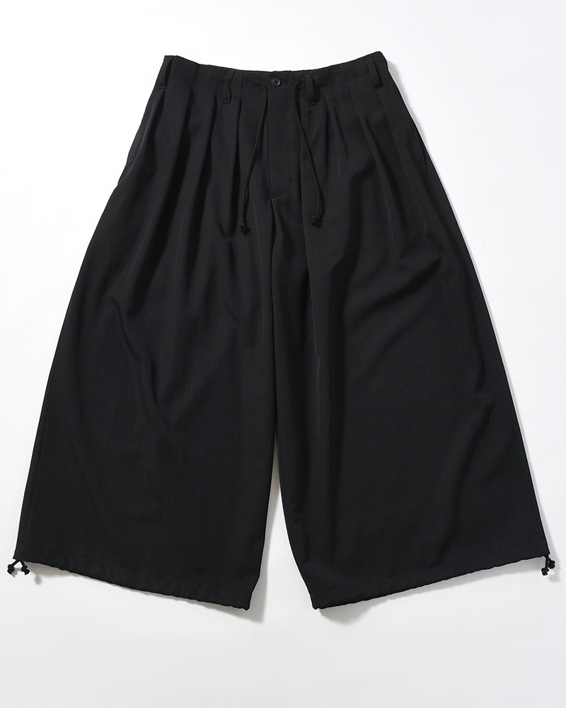 WOOL GABARDINE STANDAED BALLON PANTS -BLACK-