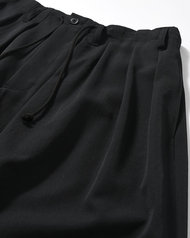 WOOL GABARDINE STANDAED BALLON PANTS -BLACK-