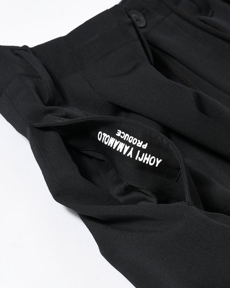 WOOL GABARDINE STANDAED BALLON PANTS -BLACK-