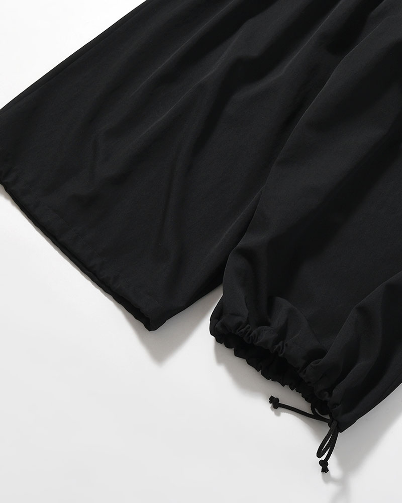 WOOL GABARDINE STANDAED BALLON PANTS -BLACK-