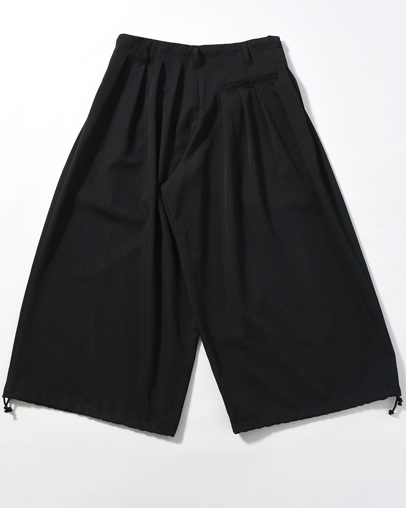 WOOL GABARDINE STANDAED BALLON PANTS -BLACK-