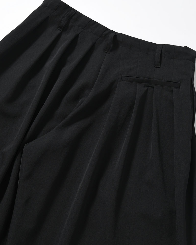 WOOL GABARDINE STANDAED BALLON PANTS -BLACK-