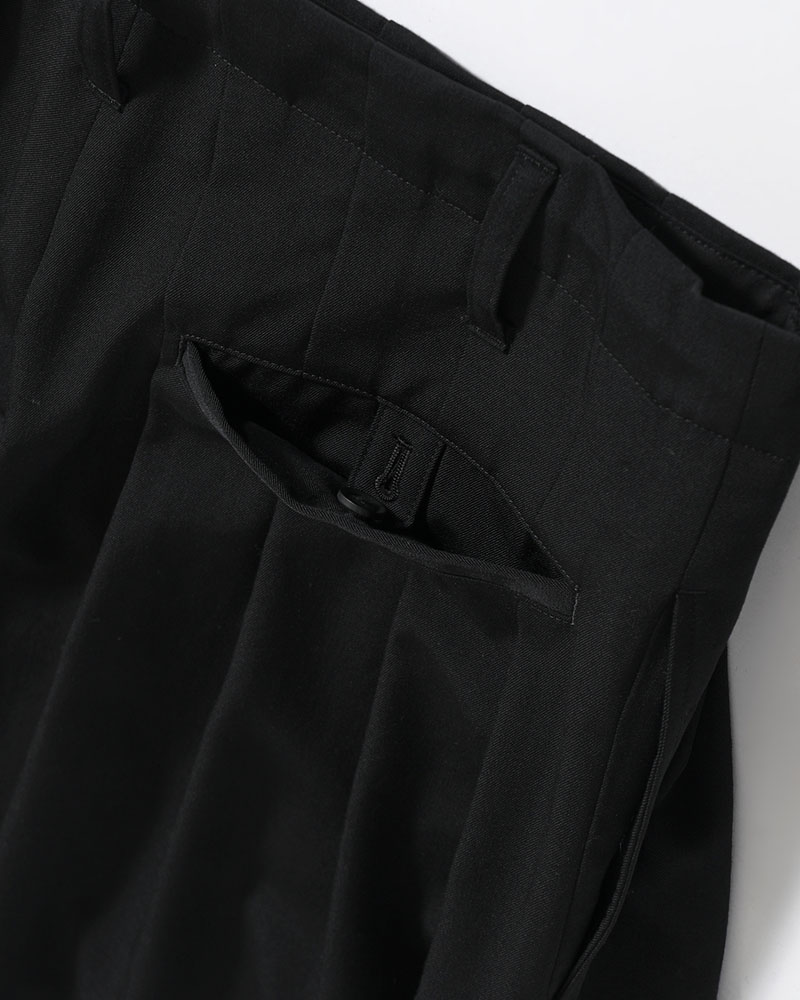 WOOL GABARDINE STANDAED BALLON PANTS -BLACK-